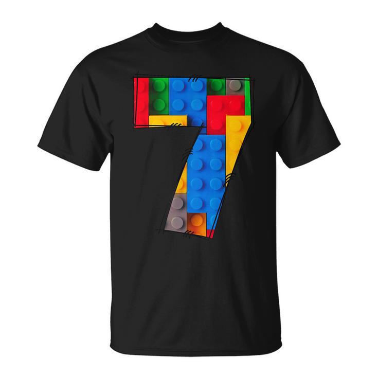 7 Years Old Blocks Building Master Builder 7Th Birthday Kid T-Shirt