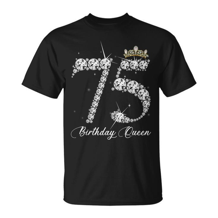 75 Year Old Its My 75Th Birthday Queen Diamond Heels Crown T-Shirt