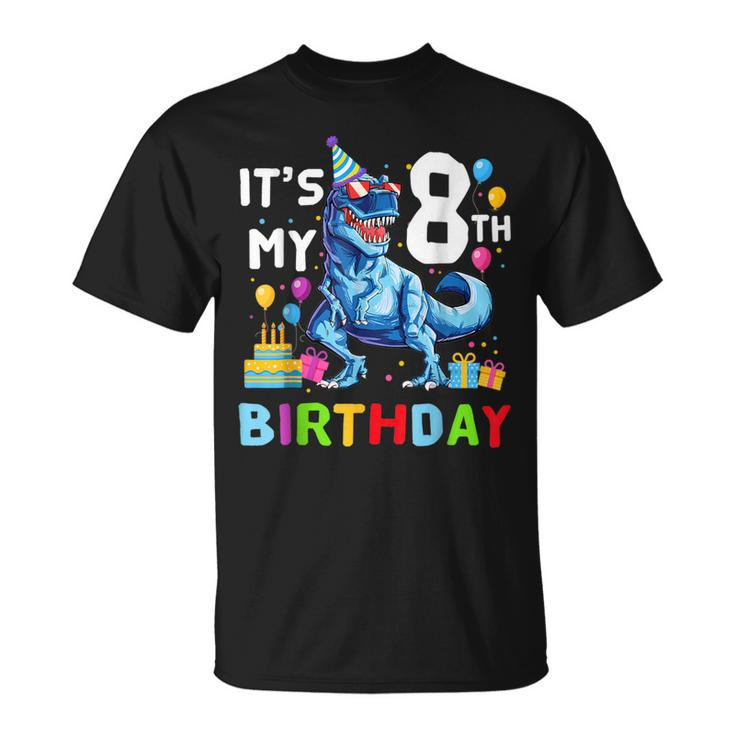 8 Year Old 8Th Birthday Boy Dino T Rex Dinosaur T-Shirt