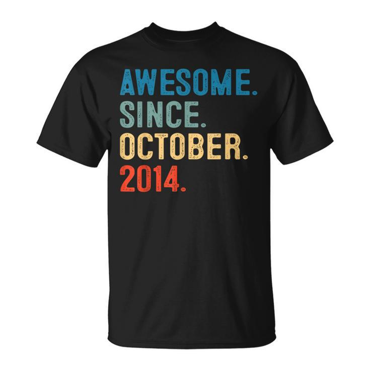 9 Year Old 9Th Birthday Boy Awesome Since October 2014 T-Shirt