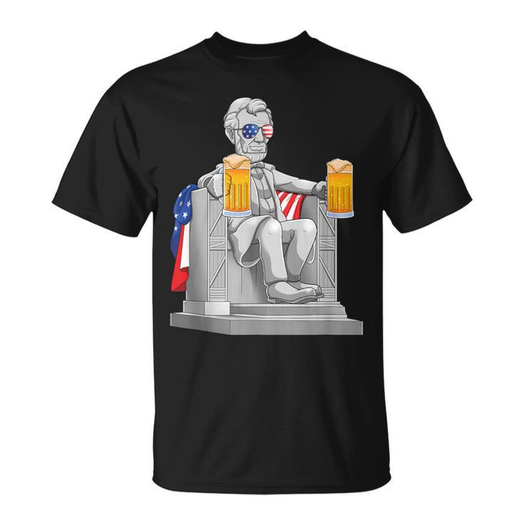 Abe Lincoln T 4Th Of July Drinkin Memorial T-Shirt