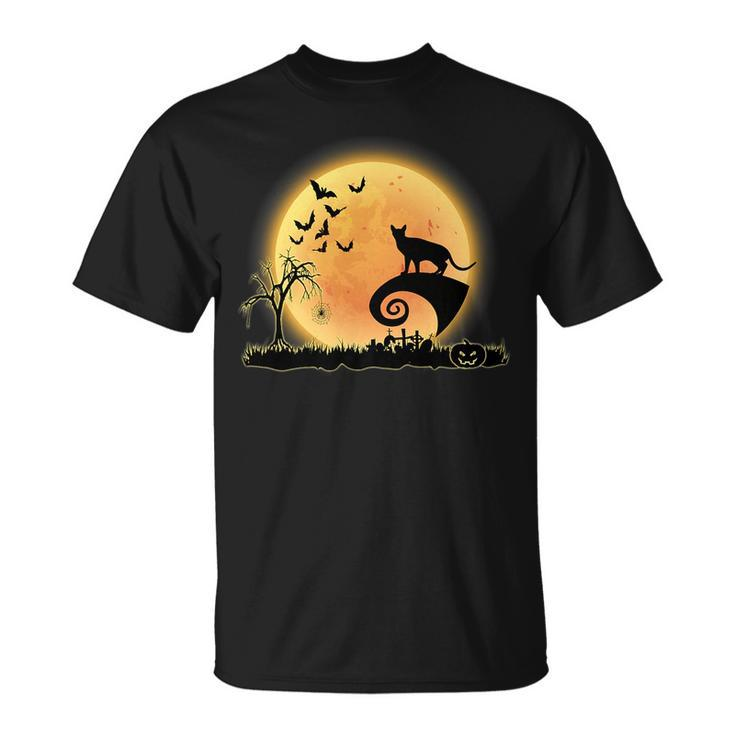 Abyssinian Cat Scary And Moon Funny Kitty Halloween Costume   Unisex T-Shirt