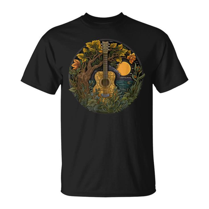 Acoustic Guitar Tree Guitarist Landscape Nature Music Lover T-Shirt