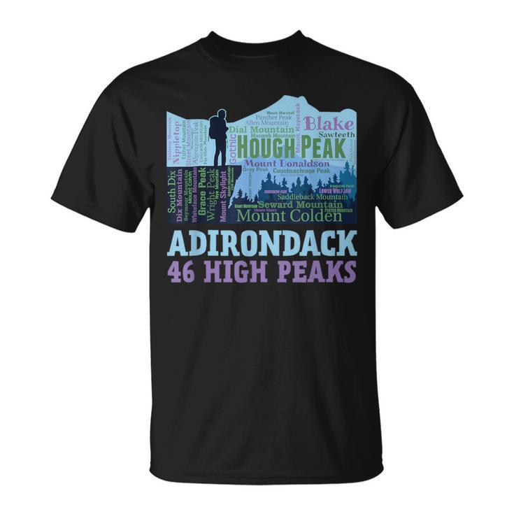 Adirondack Mountains 46 High Peaks List Word Cloud 46Er T-Shirt