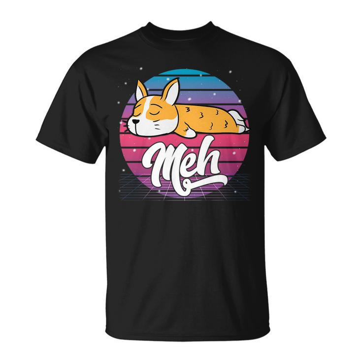 Aesthetic Vaporwave Japanese Otaku Meme Meh Corgi Dog Gift   Unisex T-Shirt