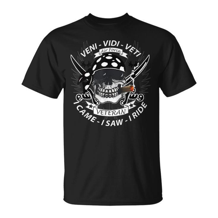 Air Force Veteran Skull Biker Motorcycle   Unisex T-Shirt