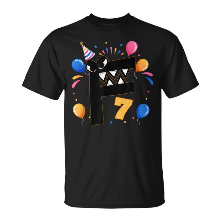 Alphabet Lore F 7 Years 7Th Birthday Boys Villain Letter  Unisex T-Shirt