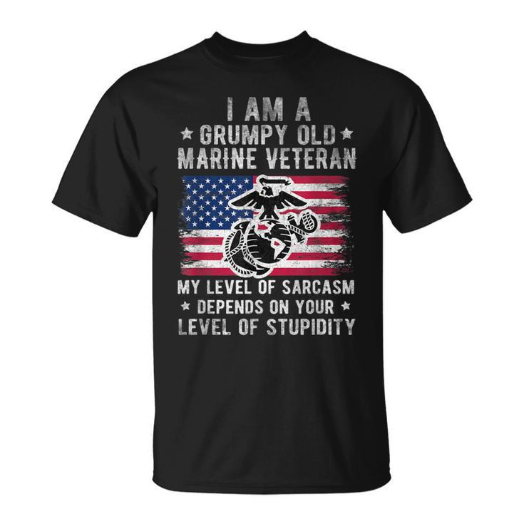 Am A Grumpy Old Marine Veteran My Level Of Sarcasm  Unisex T-Shirt