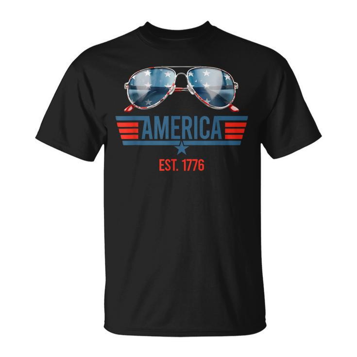 America Est 1776 Usa 4Th Of July Patriotic Sunglasses  Unisex T-Shirt