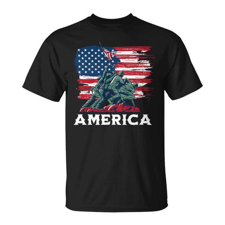 America Military Soldiers Veteran Usa Flag Unisex T-Shirt