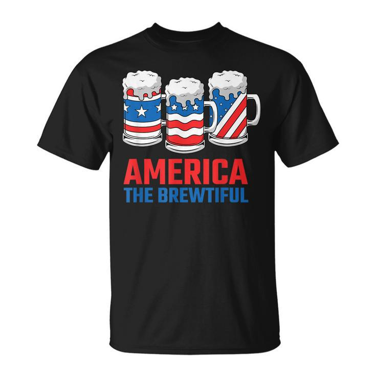 America The Brewtiful Funny July 4Th American Flag Patriotic Unisex T-Shirt