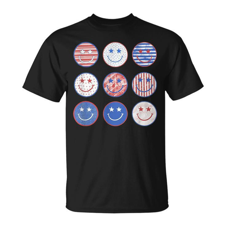 America Vibes Cute Smile Face Usa American Flag 4Th Of July  Unisex T-Shirt
