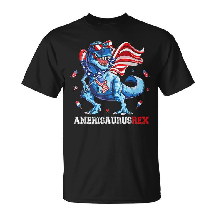 American Flag 4Th Of July T Rex Dinosaur Amerisaurus Rex Boy Unisex T-Shirt