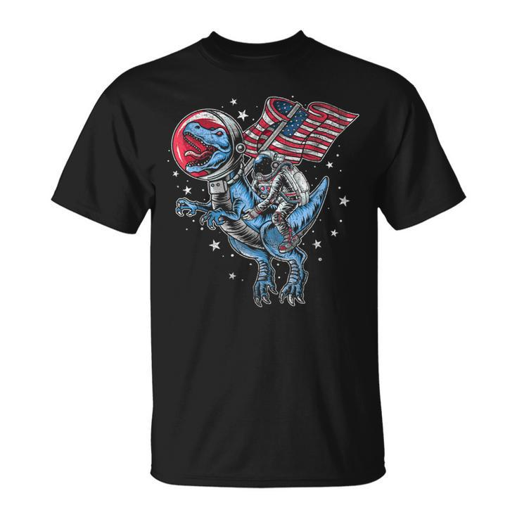 American Flag Astronaut Dinosaur Red White Blue 4Th Of July  Unisex T-Shirt