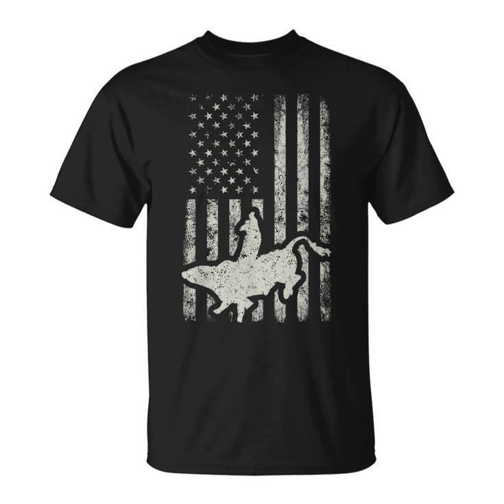 American Flag Bull Riding Cowboy Gift For Men Rodeo  Rodeo Funny Gifts Unisex T-Shirt