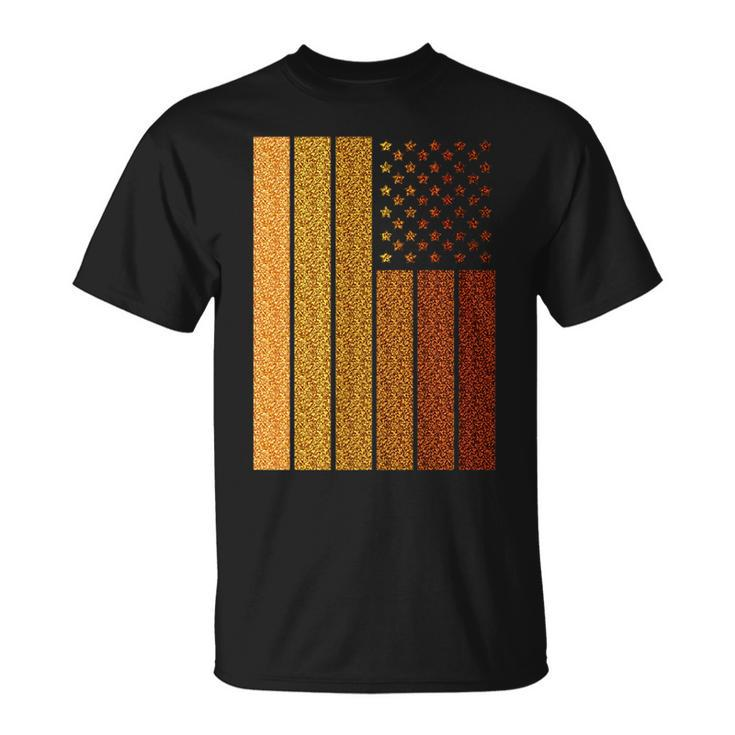 American Flag With Melanin Glitters Shades - Black Pride   Unisex T-Shirt