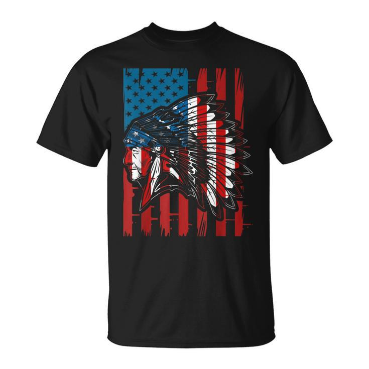 American Indian Roots Us Flag Indigenous Native American T-Shirt