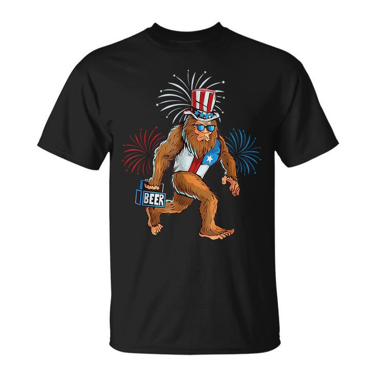 American Patriotic Bigfoot 4Th Of July Sasquatch Men Boy  Unisex T-Shirt