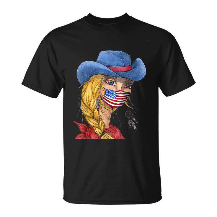 American Promask Usa Cowgirl Wear A Mask Quarantine Funny Unisex T-Shirt