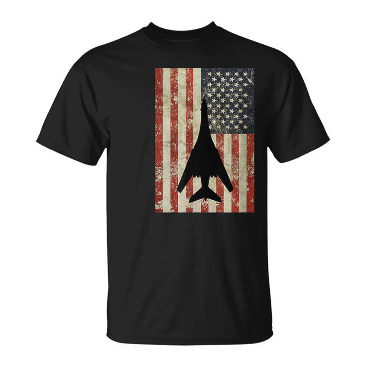 American Usa Flag B-1 Lancer Bomber Army Military Pilot T-Shirt