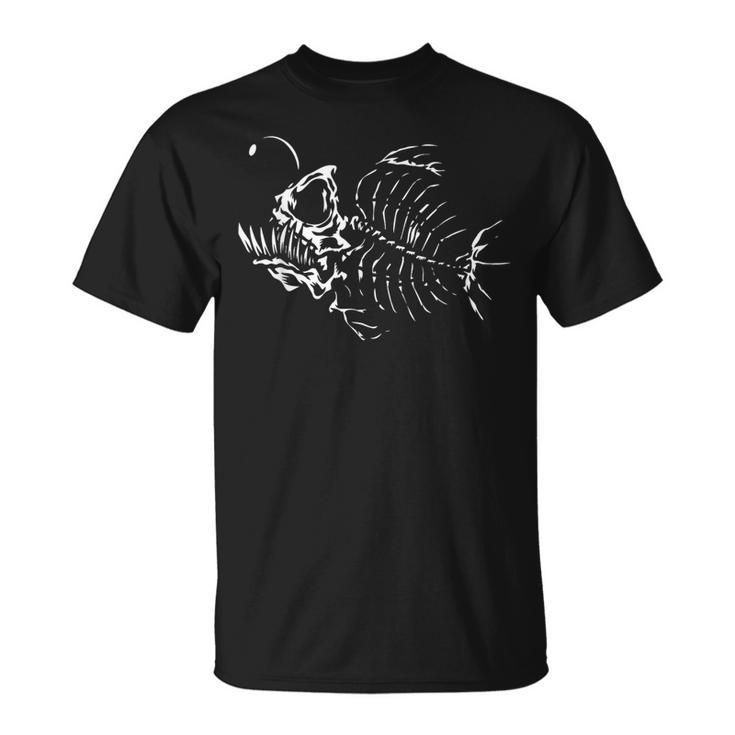 Angle Fish Skeleton Halloween Costume Scary Deep Sea Animal T-Shirt