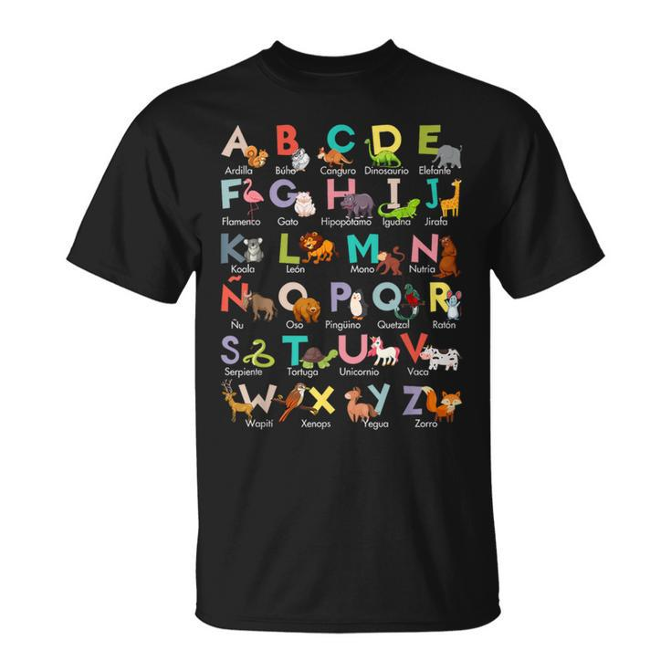 Animal Alphabet Abcs Spanish Learning T-Shirt