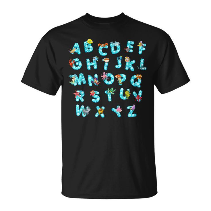 Animals Alphabet Back To School Cute First Day Of School T-Shirt
