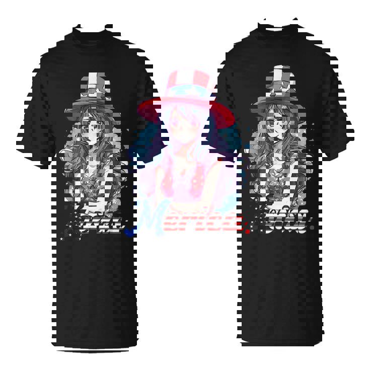 Anime Girl 4Th Of July American Flag Merica Fireworks Girls