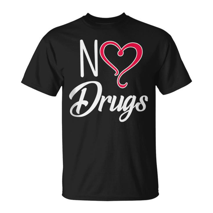 Anti Drug And Alcohol No Drugs Heart Shape Red Ribbon  Unisex T-Shirt