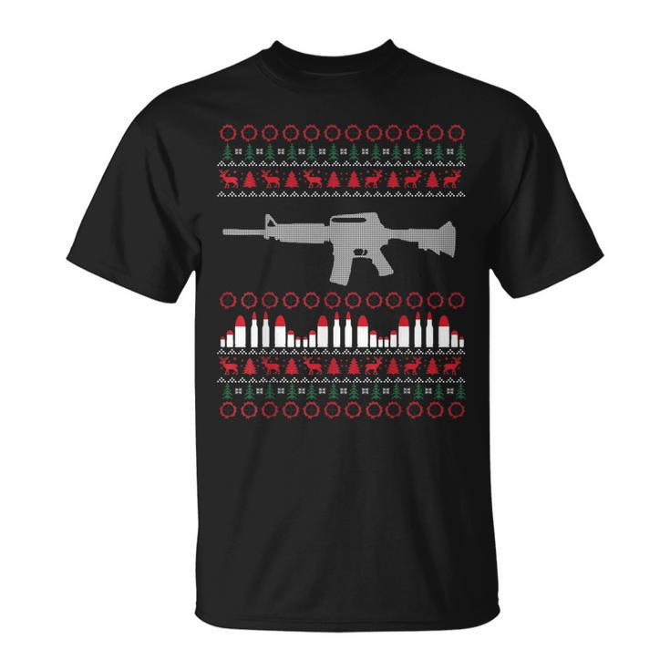 Ar-15 Machine Gun Ugly Christmas Sweater T-Shirt