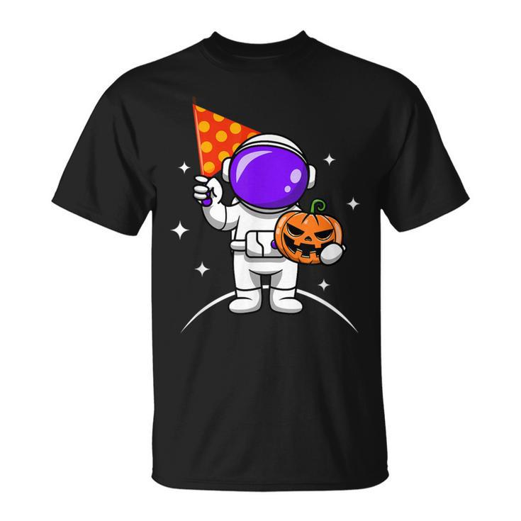 Astronaut Pumpkin Lazy Halloween Costume Cool Spaceman T-Shirt