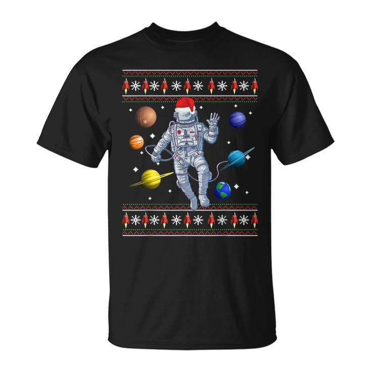 Astronaut Space Planets Lover Ugly Christmas Sweater Style T-Shirt