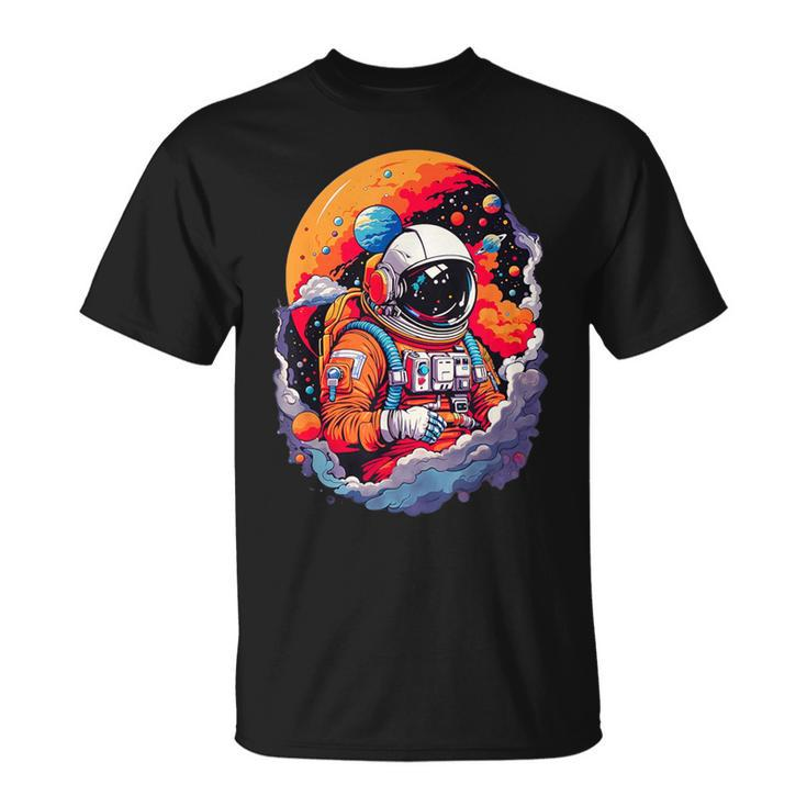 Astronaut In Space Astronaut With Planets Spaceman T-Shirt