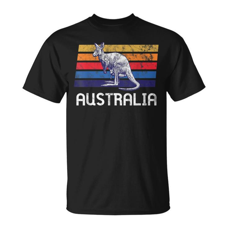 Australia Flag Retro Kangaroo Soccer Marsupial Sydney T-Shirt