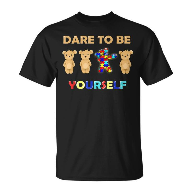 Autism Awareness Bear Dabbing Dare To Be Yourself  Unisex T-Shirt