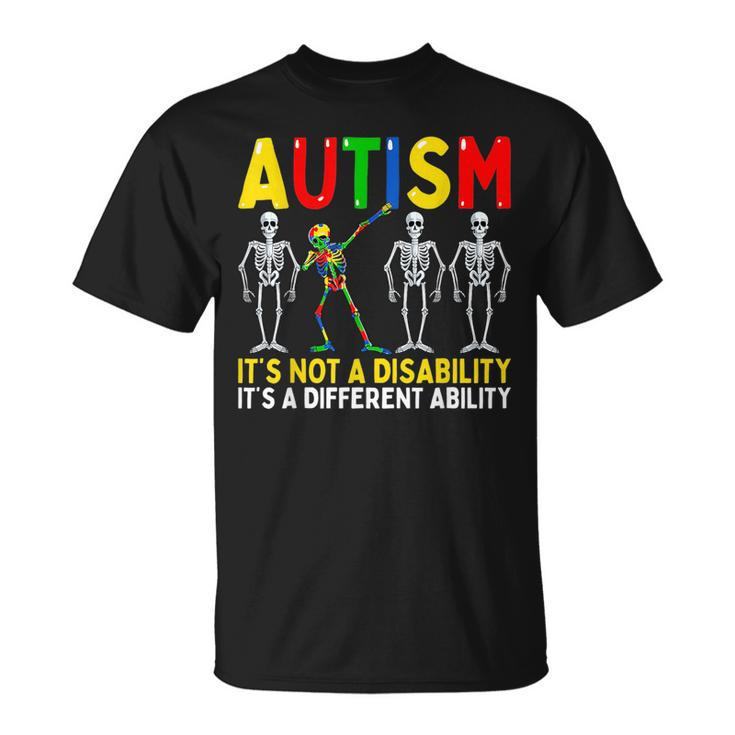 Autism Its A Different Ability Funny Dabbing Skeleton  Unisex T-Shirt