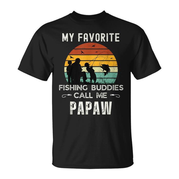 Awesome My Favorite Fishing Buddies Call Me Papaw Grandpa Gift For Mens  Mens Back Print T-shirt