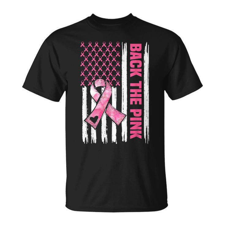 Back The Pink Warrior Flag American Breast Cancer Awareness T-Shirt