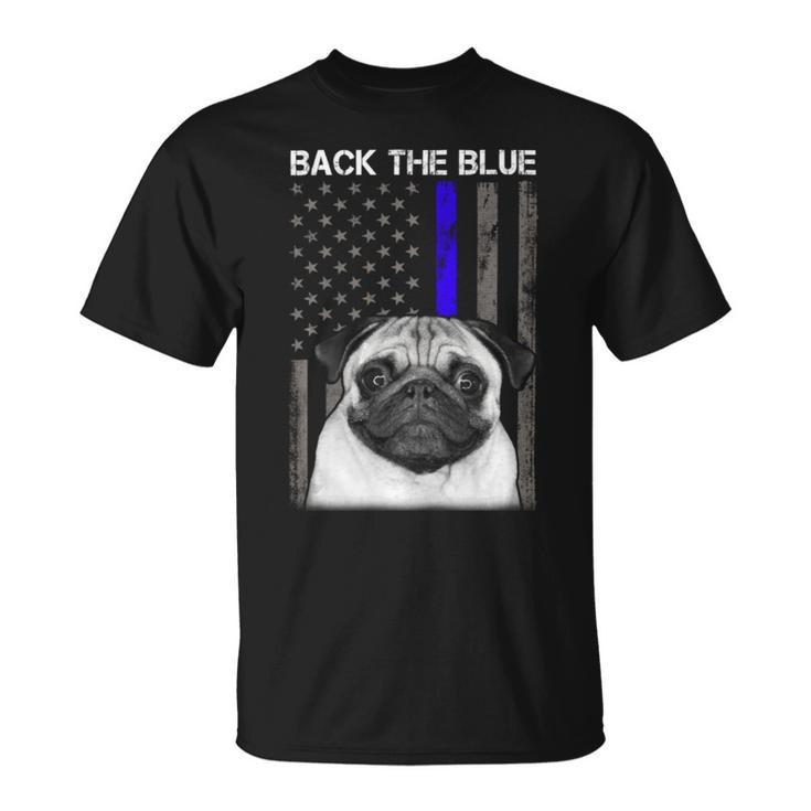 Back The Blue Thin Blue Line Us Flag Pug Do Unisex T-Shirt