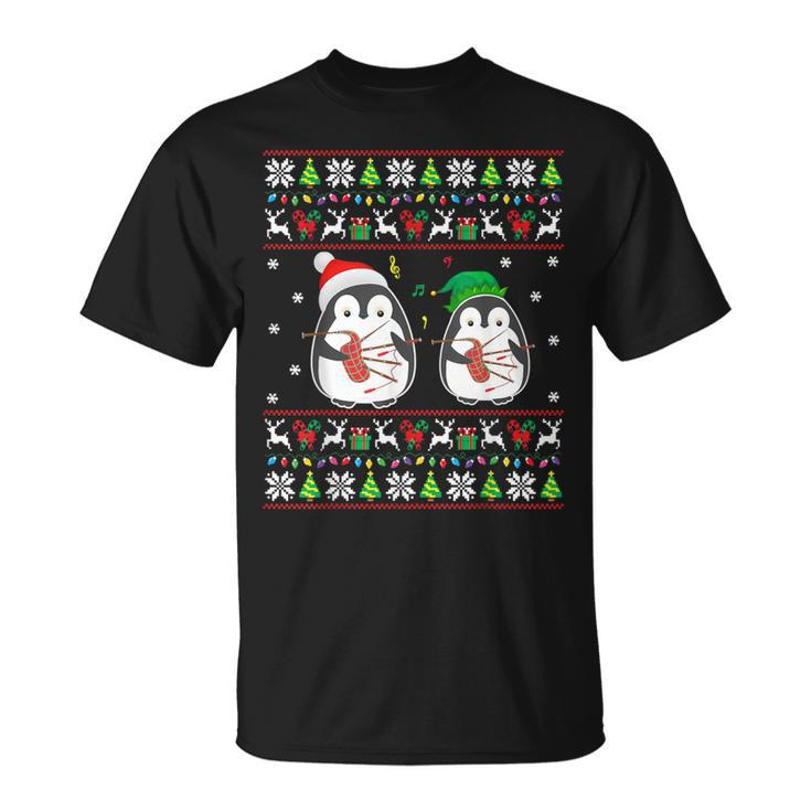 Bagpipes Ugly Christmas Sweater Elf Santa Penguin Matching T-Shirt