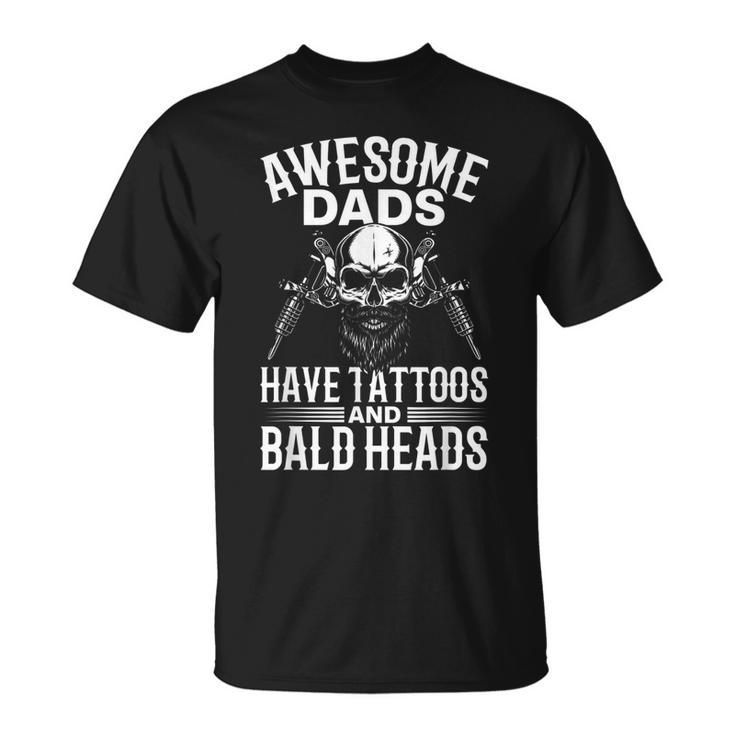 Bald Dad With Tattoos Best Papa  Gift For Women Unisex T-Shirt