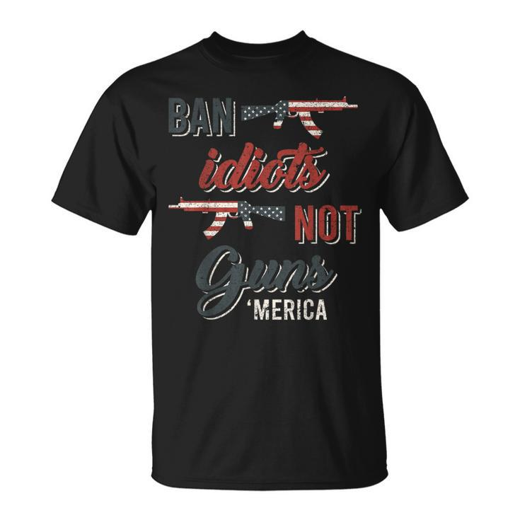 Ban Idiots Not Guns Flag T-Shirt