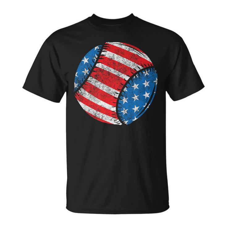 Baseball American Flag 4Th Of July Kids Boys Girls Women Unisex T-Shirt