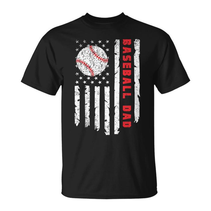 Baseball Dad Usa American Flag Patriotic Dad Fathers Day  Unisex T-Shirt