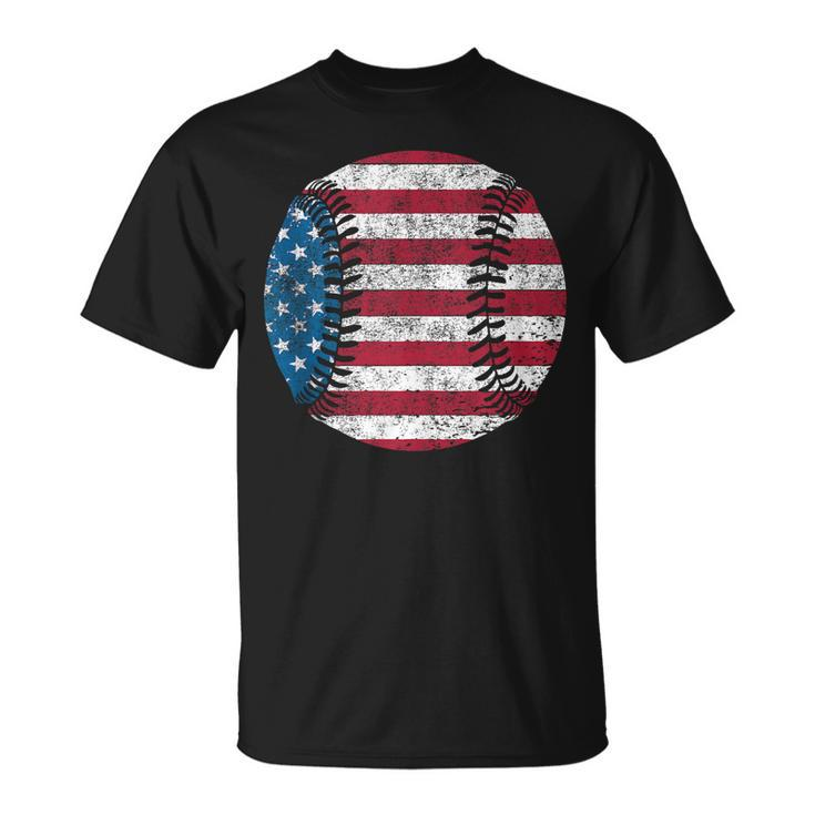 Baseball Flag For 4Th Of July Kids Boys Girls Women American  Unisex T-Shirt