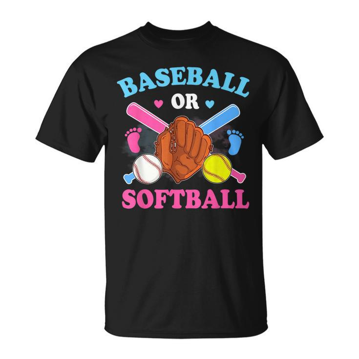 Baseball Or Softball Gender Reveal Baby Party Boy Girl  Unisex T-Shirt