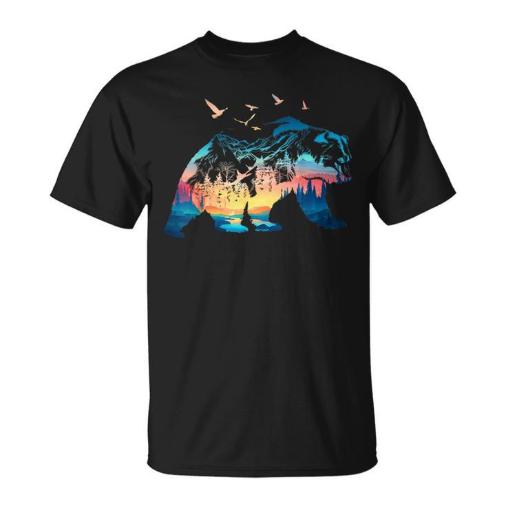 Bear Nature Outdoor Mountains Forest Trees Bear Wildlife T-Shirt