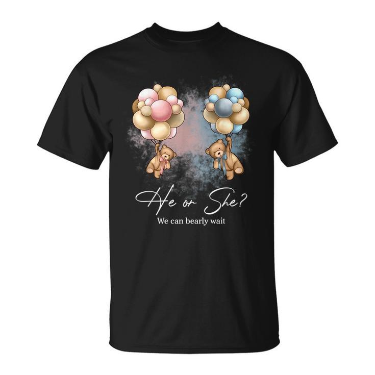 Bears Balloons We Can Bearly Wait Gender Reveal  Unisex T-Shirt