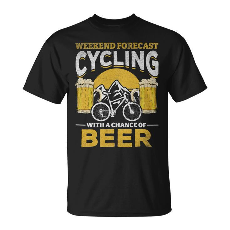 Beer Bicyclist Weekend Forecast Cycling With A Chance Of Beer Unisex T-Shirt