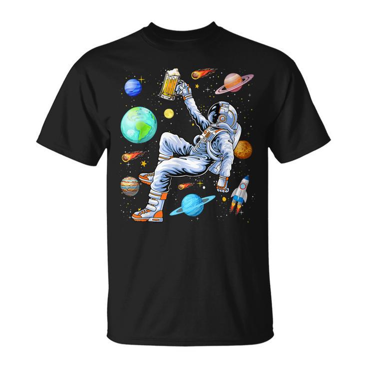 Beer Funny Astronaut Drinks Beer In Space Outer Space Beer Lover4 Unisex T-Shirt